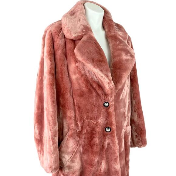 SHRIMPS EMON PINK FAUX FUR COAT CRYSTAL BUTTON SIZE M UK10 US6 - Picture 3 of 15